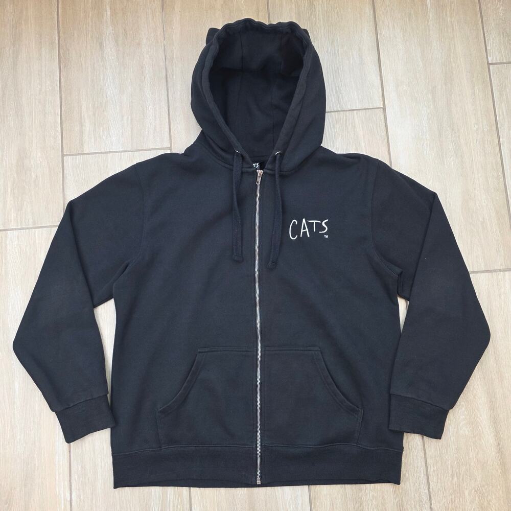 CATS Musical Hoodie XL Black Full Zip Cat Eyes Broadway Graphic Sweatshirt
